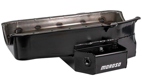 Moroso Steel Wet Sump Oil Pan 21811, Fits Small Block Chevy Engines, 7 Quart Capacity