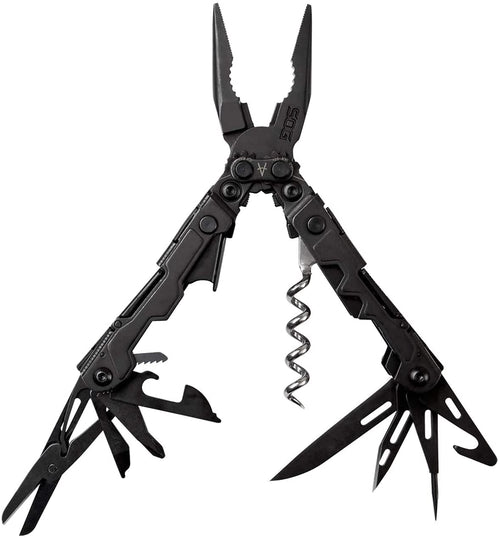 SOG Mini PowerLitre Utility Multi-Tool w/ 19 Lightweight Tools, Compact 5 Inch Long Utility Tool with Knife, Screwdriver, Hex Bit Holder, Black