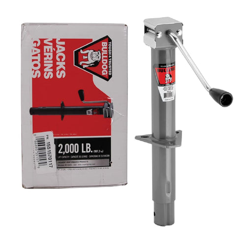 Bulldog Fulton 155157 Round Trailer Jack, A-Frame, 2,000 lbs. Lift Capacity, Sidewind, Bolt-On, 13 Inch Travel
