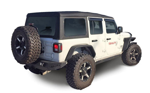 Fender Flares Flat Style Fits Jeep Wrangler JL 2018–2025 Pair of 5.5 Inch Tire Coverage, Textured Powder Coated Black, With LED Turn Signal & Marker Light, Set of 2 TrailFX JL05RF