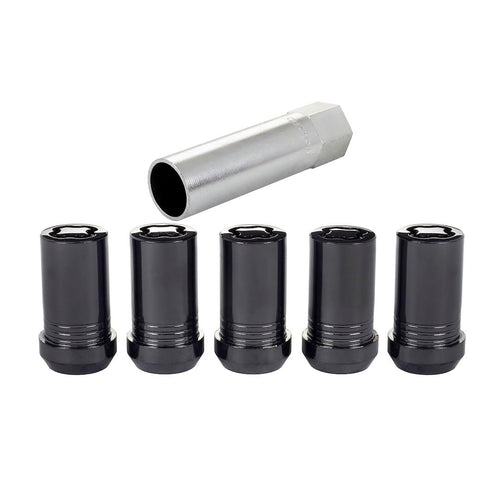 McGard Premium Wheel Lock, 14 mm x 1.50 Thread, Closed End, Cone Seat, Key Included, Black Chrome, Set of 5 (25515BK)