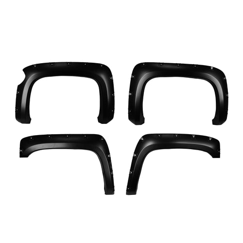 TrailFX Pocket Style Fender Flares for 5.7 Foot Bed Chevrolet Silverado 1500 2007-2013 Black Smooth Paintable Polypropylene Set of 4 with Stainless and Black Steel Rivets TrailFX TFC3003S
