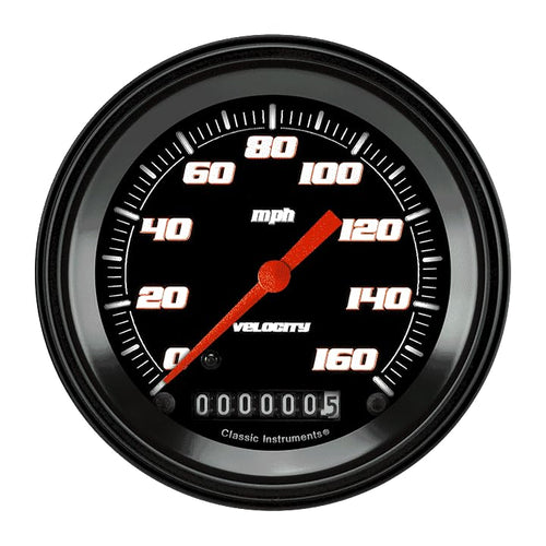 Velocity Classic Instruments Black 3 3/8" Speedometer VS55BBLF 160MPH
