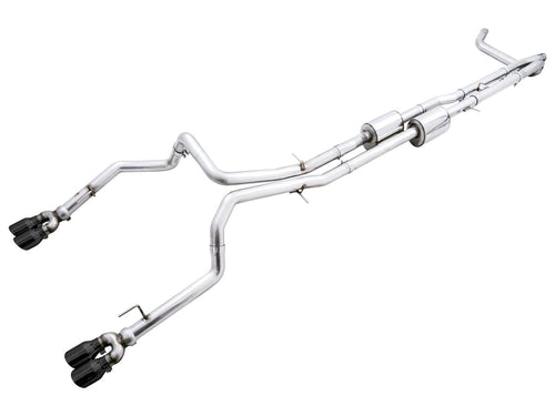 22-23 GMC Sierra 1500 AT4X AWE Tuning 6.2L 0FG Catback Split Dual (Flat Bumper) - Diamond Black Tips - 3015-43284