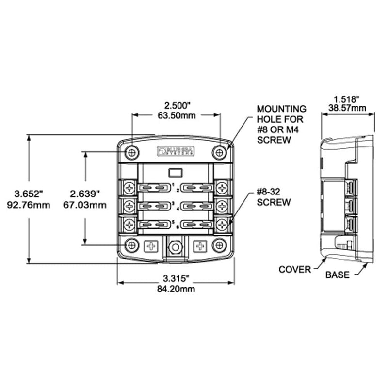 Blue Sea Systems 5033 6 Way Circuits ST Blade Fuse Block, 100 Amps