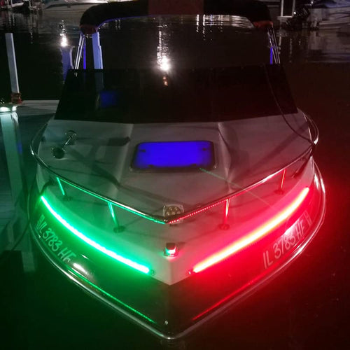 Marine Sport Lighting Bow Light Fit Marine Bow 12in LED Strip Starboard and Port sidelight Nav kit (1FT) MSL1FTSL