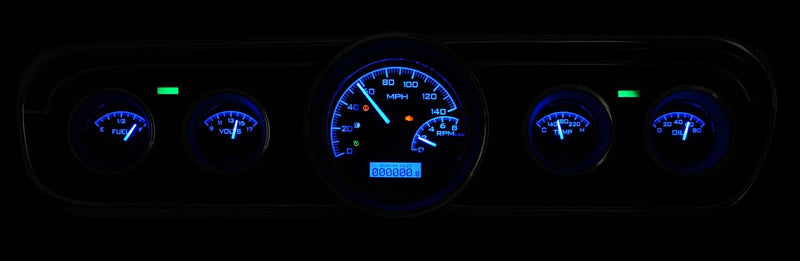 Dakota Digital VHX-65F-MUS-K-B Analog Dash Gauge System Compatible with 1965-66 Ford Mustang with Black Alloy Style and Blue Backlighting