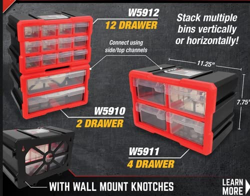 12-Drawer Performance Tool W5912 Interlocking Storage Cabinet with Ball Bearing Slides for Garage, Workshop, and Tool Organization
