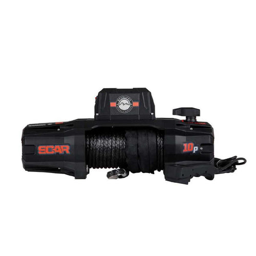Scar Off Road Overland Vehicle Systems 19099901 12V Electric Winch with Synthetic Rope & Wireless Remote - 10,000 lb Pulling Capacity - Waterproof IP68 Rated - Perfect for Off-Road Recovery