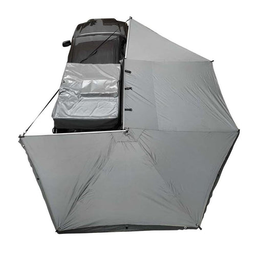 HD Nomadic 270 - Overland Vehicle Systems Awning, Passenger Side, Grey Body, Green Trim & Black Travel Cover