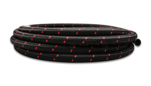 Vibrant Performance Nylon Braided Flex Hose 11976R (20ft Roll of Black Red ; AN Size: -6; Hose ID: 0.34";)