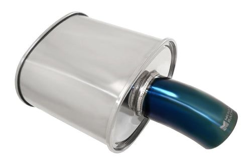 Megan Racing MR-MU-MFG-2 SINGLE 2.5" Inlet 3.5" Curved Blue Stainless Steel Tip
