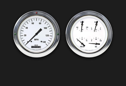 Classic Instruments CT54WH52-LS Hot White Direct Fit Gauge Package LS Swap 4 5/8" Speedometer and Quad Gauge Fits 1954-1955 Chevy Truck