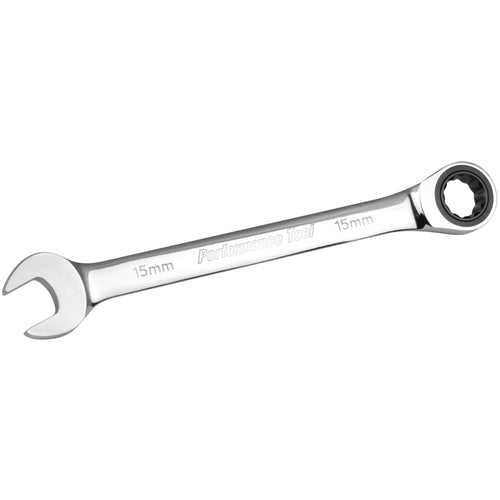 15mm Performance Tool W30355 Chrome Vanadium Professional Ratcheting Wrench