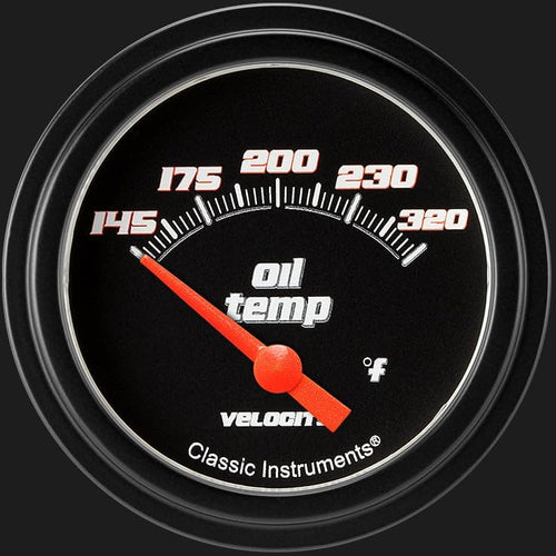 Velocity Black Classic Instruments 2 5/8" Oil Temperature Gauge VS228BBLF