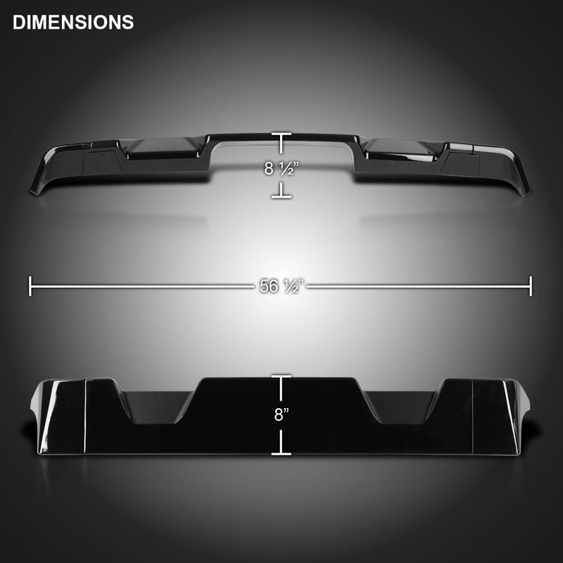 Glossy Black ABS Cab Roof Spoiler Spec-D Tuning for 2014-2017 GMC Sierra 1500 Models