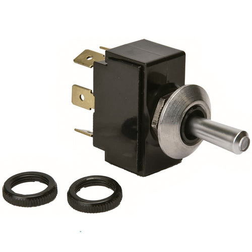 Sierra International Satin Chrome TG23010 On-Off-On SPDT Toggle Switch with Matching Retaining Ring, White/Red