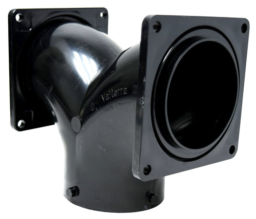 Valterra T1039 Ell Two-Way with 3" Bayonet x 3" Rotating Flange x 3" Rotating Flange, Black