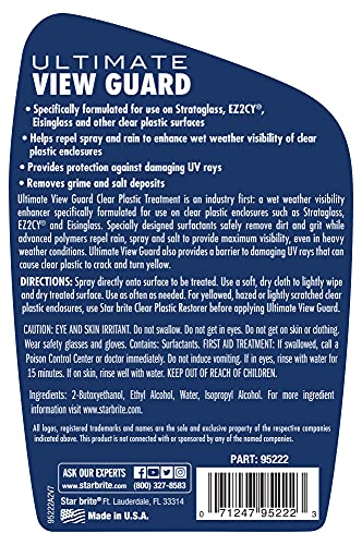 View Guard STAR BRITE Clear Plastic Treatment - Ideal for Strataglass, EZ2CY, Eisenglass - Enhances Wet Weather Visibility, Repels Water, Spray, Salt & Dirt - 22 OZ Spray (095222)