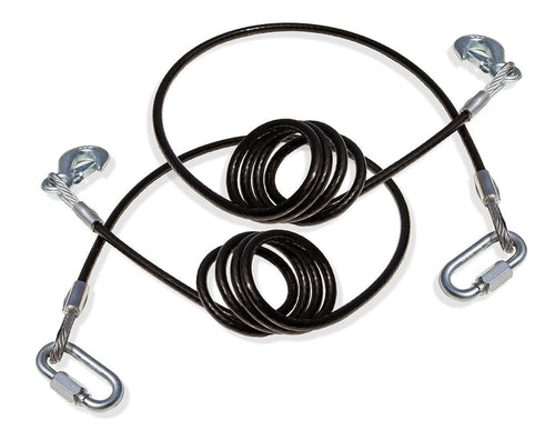 Pair of Roadmaster 674 Coiled Safety Double Hook Cables Compatible with Tow Bars & Towed Vehicles | 80" Long | 10,000 lb Capacity Per Pair | Secure, Heavy-Duty Safety Connection During Towing