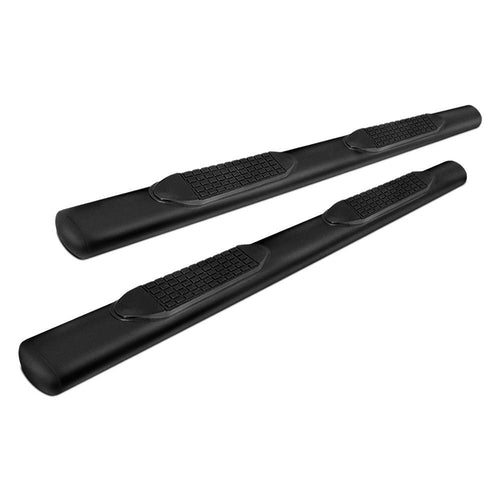 TrailFX Nerf Bars Black Powder Coated for Dodge Ram 1500 Crew Cab 2009-2018 Steel 4 Inch Oval Straight Side Steps with Step Pads Welded End Caps Rocker Panel Mount Running Board Pair TrailFX A1537B