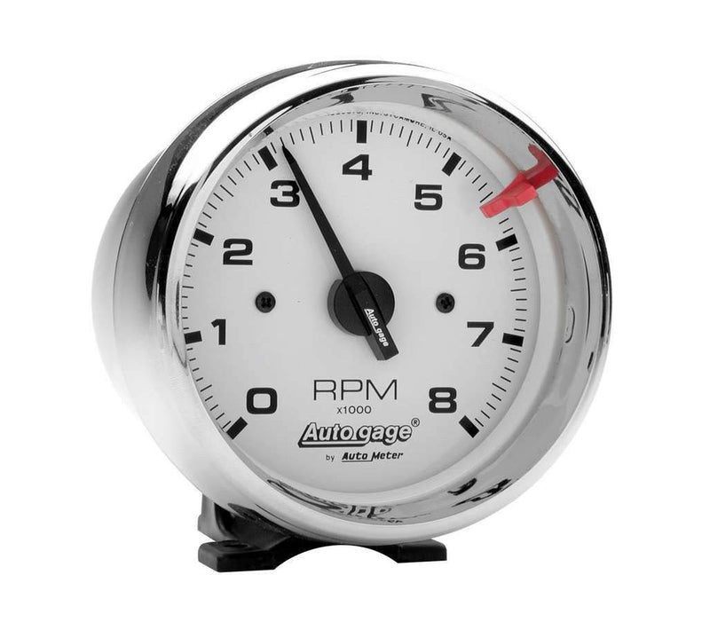 AUTO METER Autogage 2304 White Face Tachometer,3.750 in.