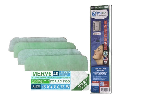Replacement Parts RV Air AC Filter - for Camper Accessories, Travel Trailer Air Conditioners, MERV 6, Durable, Cleaner Air, Easy to Install, Ideal for Camping - 2 Filters 135G 16 x 4" x .75"