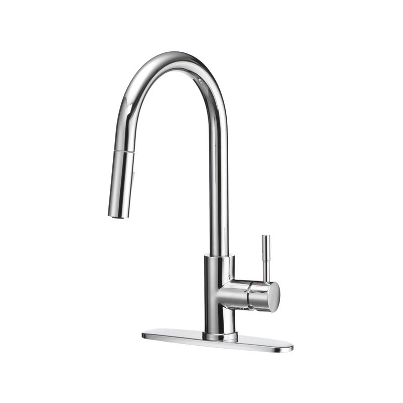 Dura Faucet Streamline RV Single Handle Pull-Down Kitchen Sink Faucet - Optional Deck Plate (Chrome)