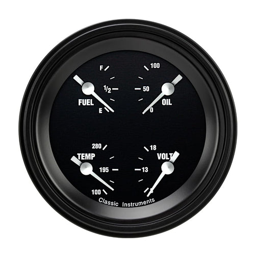 Hot Rod Classic Instruments HR79BLF 3In Quad Gauge 0-90 Ohm