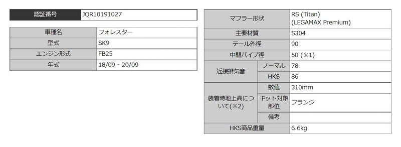 Subaru Forester HKS LEGAMAX Premium 5AA-SKE
