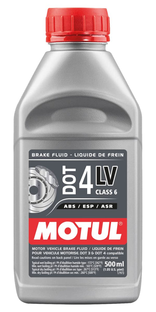 MOTUL Brake Fluid DOT 4 LV Low Viscosity Racing Hydraulic Clutch 500 Milliliters Class 6 ABS ESP ASR