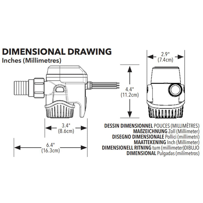 Automatic Rule-Mate Submersible Bilge Pumps 12V RM800B- 800GPH with Auto Sense Intelligence - Thermal Cut-Off & Backflow Prevention - Compact Design for Boats - Easy Install Threaded Discharge