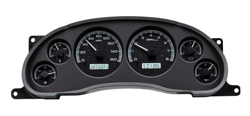 Dakota Digital VHX-94F-MUS-K-W Analog Dash Gauge System Compatible with 1994-2004 Ford Mustang Black Alloy Style White Backlighting