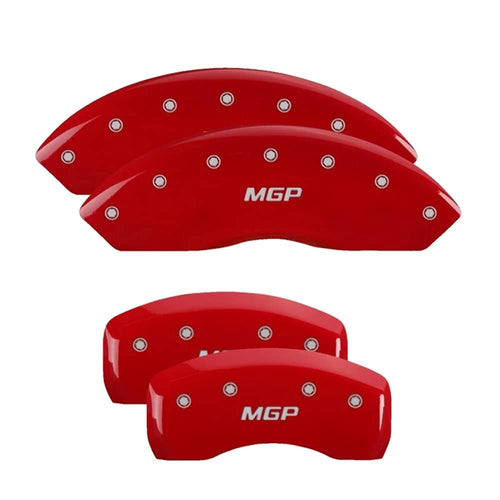MGP 'MGP' Engraved Caliper Covers 37004SMGPRD with Red Powder Coat Finish and Silver Characters, (Set of 4)
