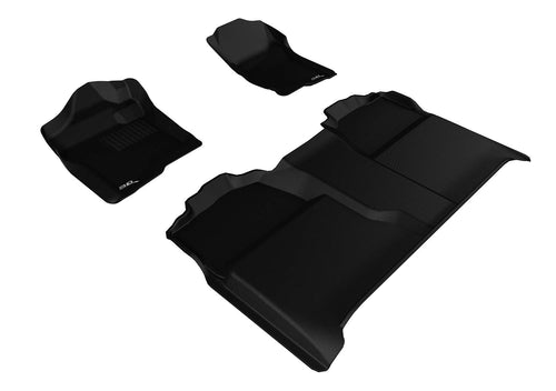 Kagu Floor Mat (Black) 3D MAXpider for 2007-2013 GMC Sierra 1500 2500 3500 Crew CAB - 1ST Row 2ND Row