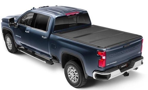 TrailFX Hard Tri-Fold Tonneau Cover Fits Chevy Silverado 2500 HD 6.8 Foot Bed 2020-2025 Gloss Black Aluminum Low Profile Lockable 3-Panel Folding Design TFX8007 HF3