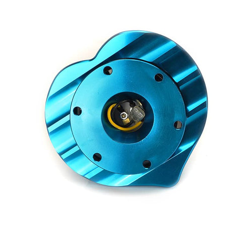 NRG Innovations Steering Wheel NRG-SRK-143BL Quick Release Kit Adapter Blue Body/Blue Heart Shape Ring Flares, 6x70mm & 6x74mm Bolt Pattern