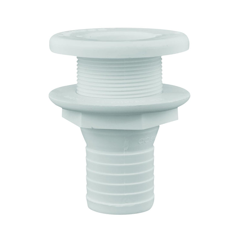 attwood 1.5" Polypropylene Straight Thru-Hull Connector for Boating Plumbing Fittings, 3875-3 White Finish