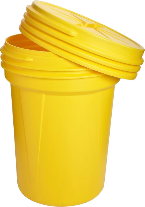 30 Gallon Eagle Plastic Drum with Lid, Screw-On Lid, 28.3"x22.5", Lab Pack Drum Made of Durable, Lightweight HDPE, Withstands Weather and Chemicals, Made in USA, Yellow, 1600SL