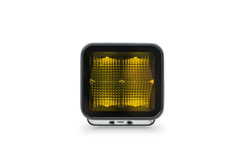 3-Inch DV8 Offroad Elite Series LED Amber Off-Road Light Pod | Flood Light Pattern | Size: 3” x 3” x 2.75” | Bezel-Less Housing with Heat Fins