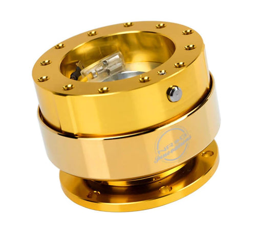 NRG Innovations Gen 2.0 SRK-200CG Aluminum Steering Wheel Quick Release Adapter Tight Ball Bearing Lock Fits 6 Bolt 70mm 74mm, Chrome Gold