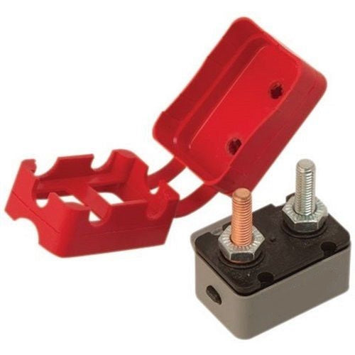 Resettable Sea Dog Line Circuit Breaker 420855-1 with Cover, 50 Amp, black/gray