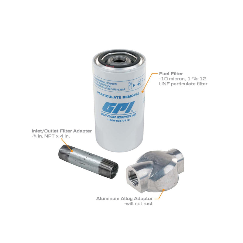 18 GPM GPI - 10 Micron Particulate Filter Kit with 3/4-inch NPT Aluminum Adapter (GPI Genuine Accessory 129500-06)