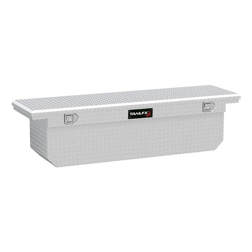 TrailFX Crossover Truck Tool Box Deep Single Lid Diamond Tread Bright Polished 16 Gauge Aluminum 11.1 Cubic Feet Capacity Lockable Lid With Tray TrailFX 121721