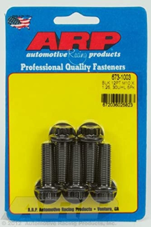 Black Oxide ARP M10 x 1.25 x 30mm 12pt Bolts (Set of 5)