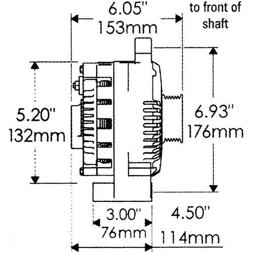 Alt Ford Powermaster 3G Natural 120A 6 grv & 1V Pulley Small Frame Str Mtg 1-Wire