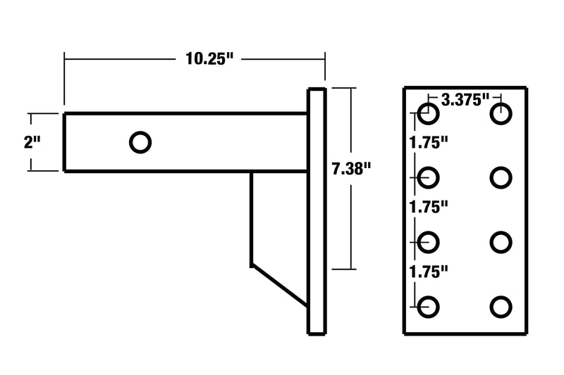 PM107 Buyers Products Pintle Hook Mount – 3 Position Adjustable Trailer Hitch Receiver for 2 Inch Trucks, 13,000 lb MGTW – Heavy-Duty Tow Hitch, 2,600 MVL Rated, 10.25"