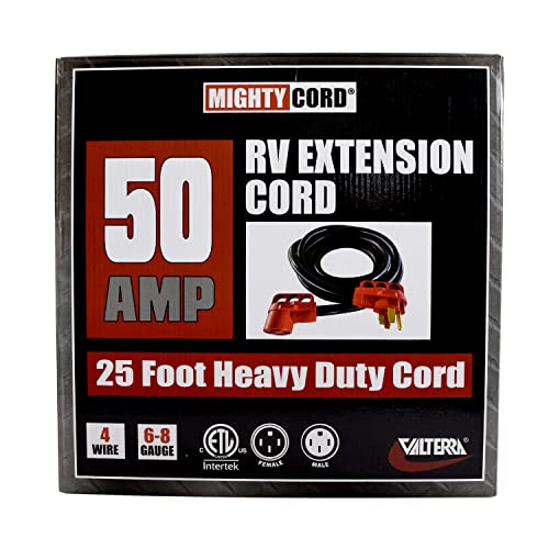 Mighty Cord Valterra A10-5025EH RV 50-Amp Extension Cord, 25 ft., Red
