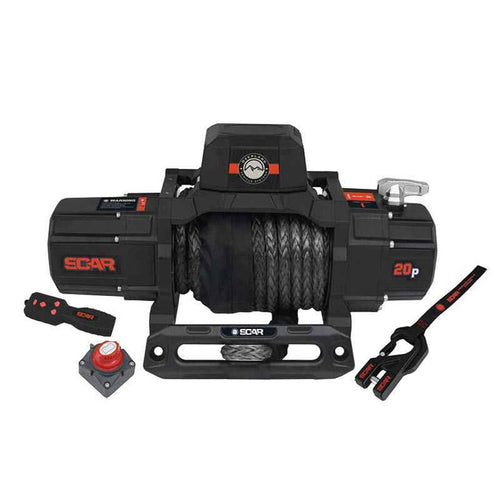 Scar 20P - Overland Vehicle Systems 20,000 lb. Winch with Synthetic Rope & Wireless Remote