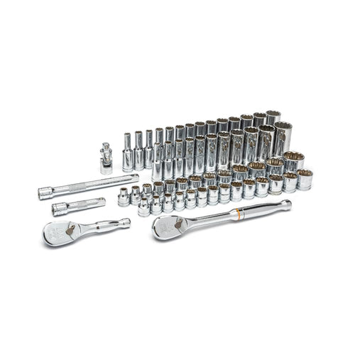57 Pc. GEARWRENCH 3/8" Drive 12 Pt. Mechanics Tool Set, Standard & Deep, SAE/Metric - 80551